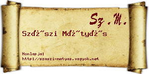 Szászi Mátyás névjegykártya