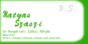 matyas szaszi business card