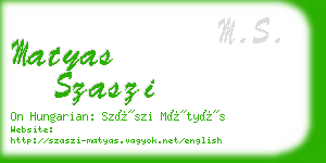 matyas szaszi business card